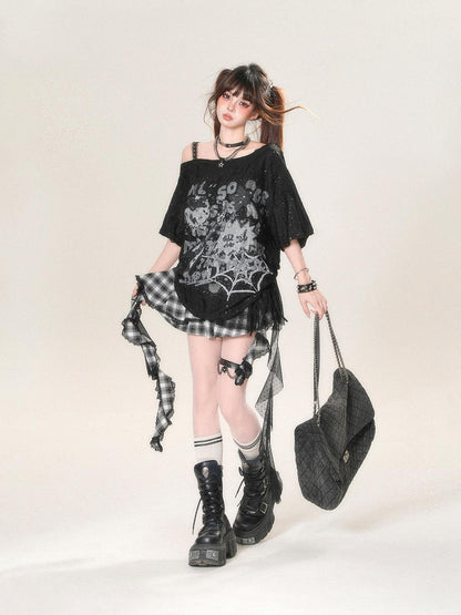 kelly kitty Street Graffiti One Shoulder Women&