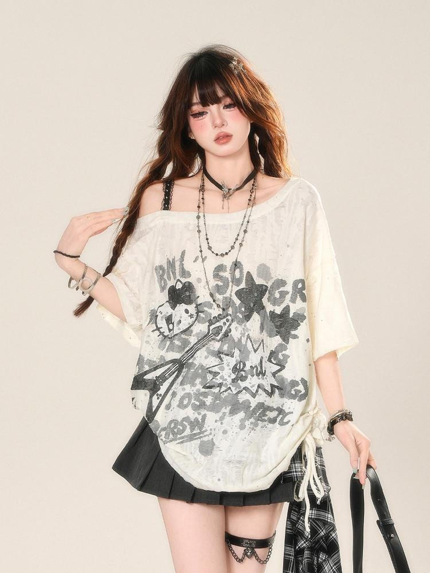 kelly kitty Street Graffiti One Shoulder Women&