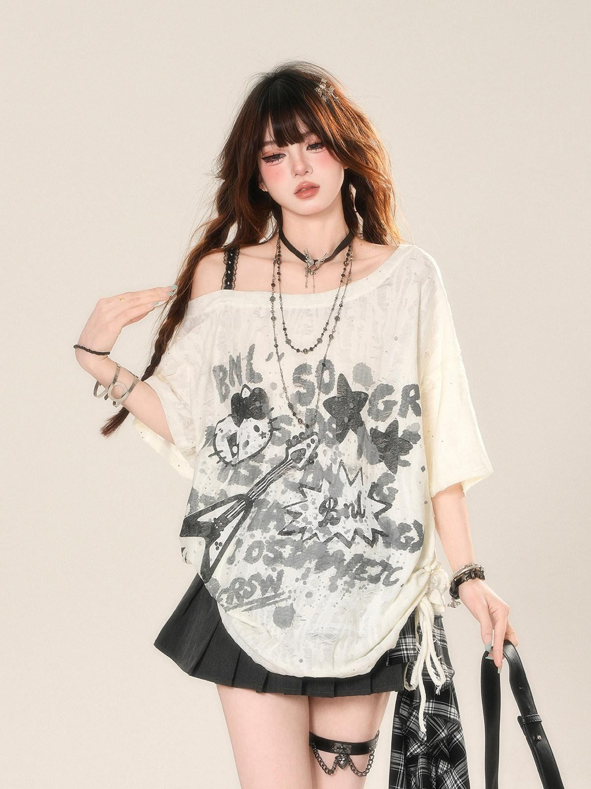 kelly kitty Street Graffiti One Shoulder Women&