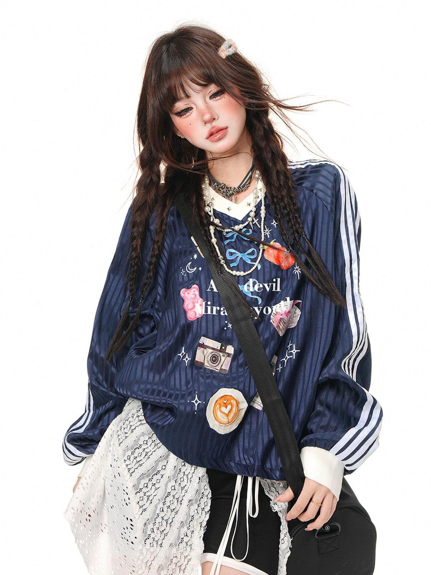kelly kitty Sweet Relaxed Colorblock Plaid Women&
