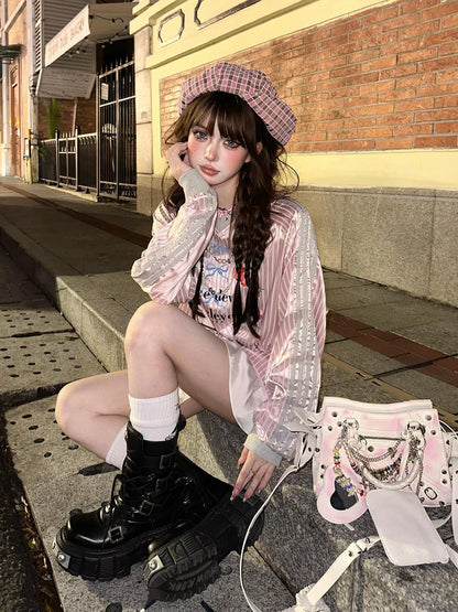kelly kitty Sweet Relaxed Colorblock Plaid Women&