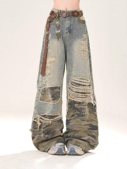 kelly kitty Sydney Street Distressed Camouflage Ripped Women&