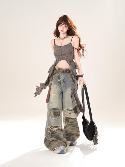 kelly kitty Sydney Street Distressed Camouflage Ripped Women&