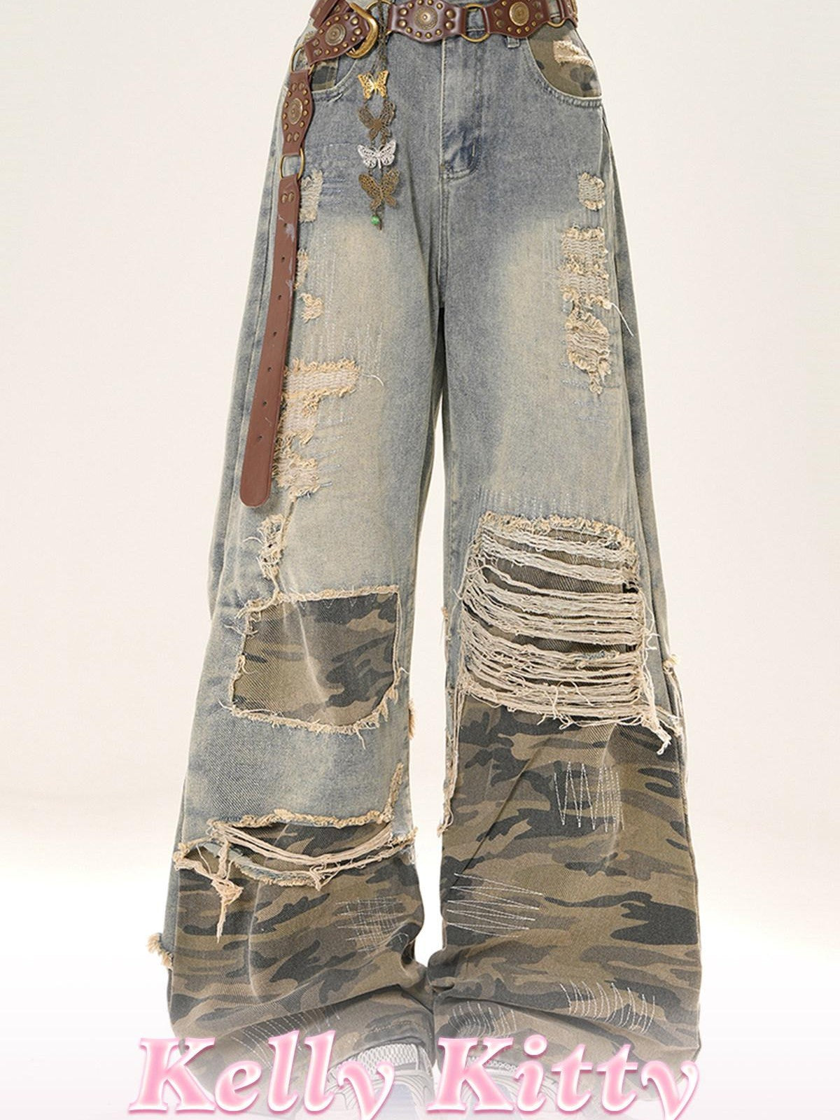 kelly kitty Sydney Street Distressed Camouflage Ripped Women&