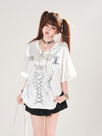 kelly kitty Urban Commuter Creative Print V-neck Women&