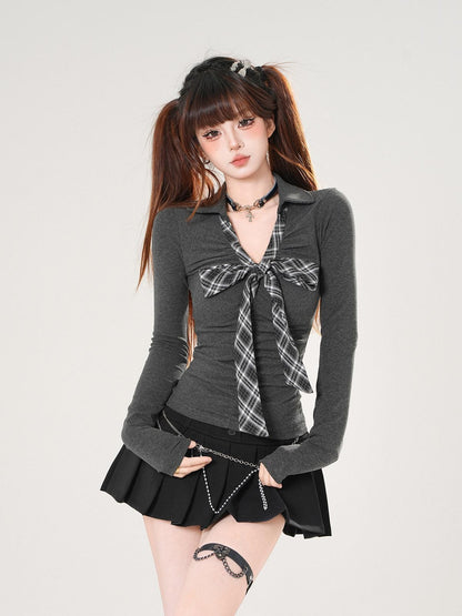kelly kitty V-neck Waist Slimming Structured Shoulder Women&