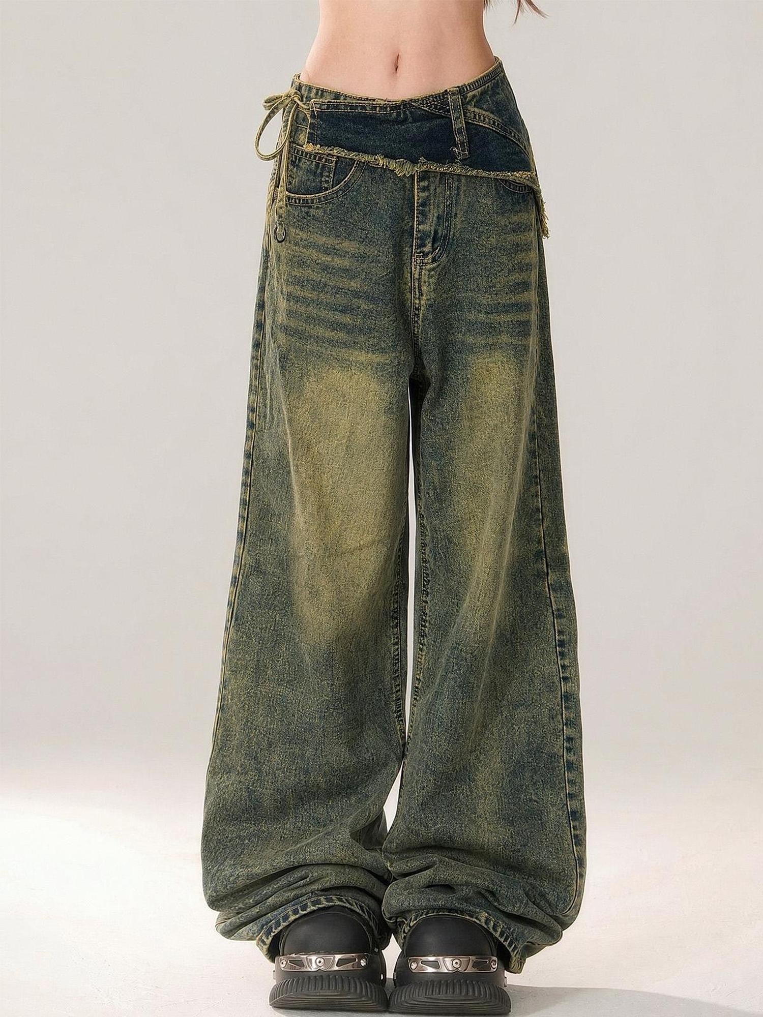 kelly kitty Vintage American Straight Loose High Waist Women&