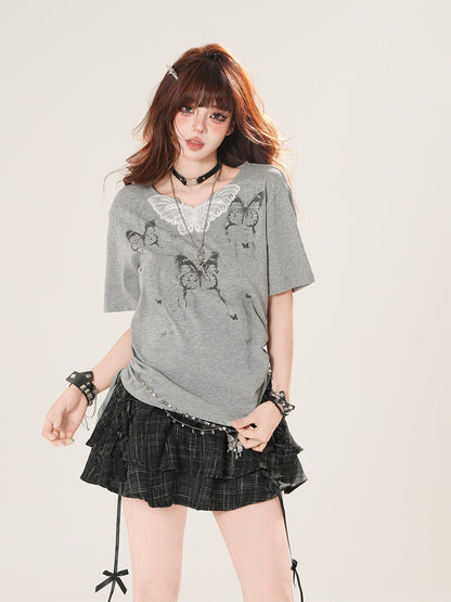 kelly_kitty_White_Butterfly_Lace_Square_Shoulder_Slim_Fit_Women&