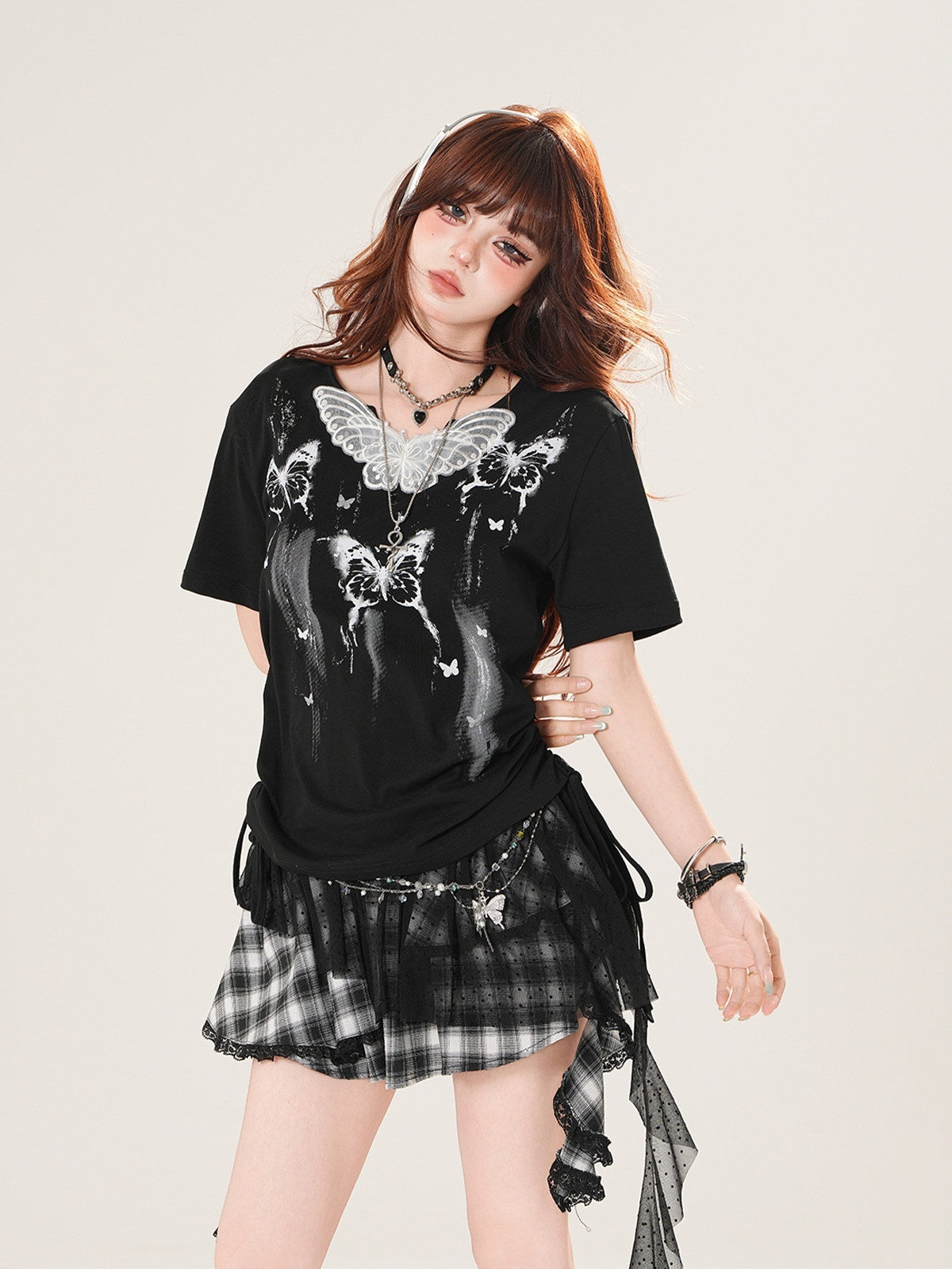 kelly_kitty_White_Butterfly_Lace_Square_Shoulder_Slim_Fit_Women&