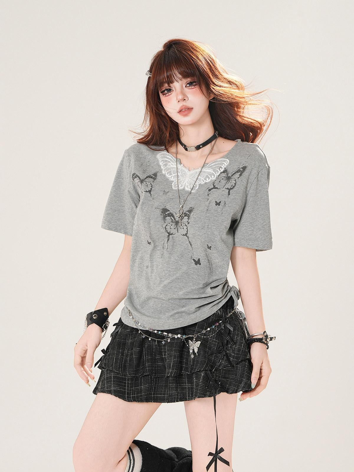 kelly kitty White Butterfly Lace Square Shoulder Slim Fit Women&
