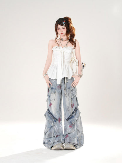 kelly kitty White Off Shoulder French Bardot Cinched Waist Women&