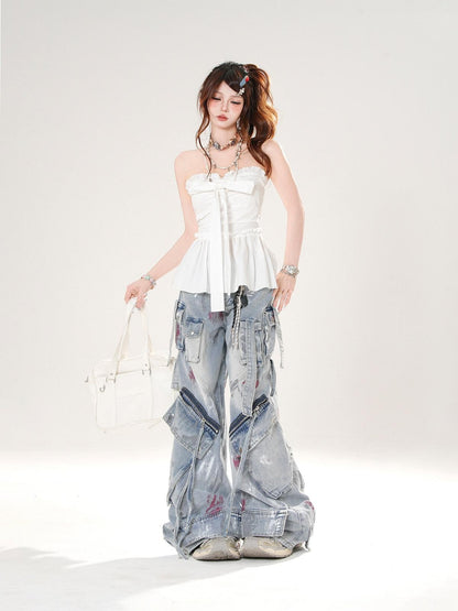 kelly kitty White Off Shoulder French Bardot Cinched Waist Women&