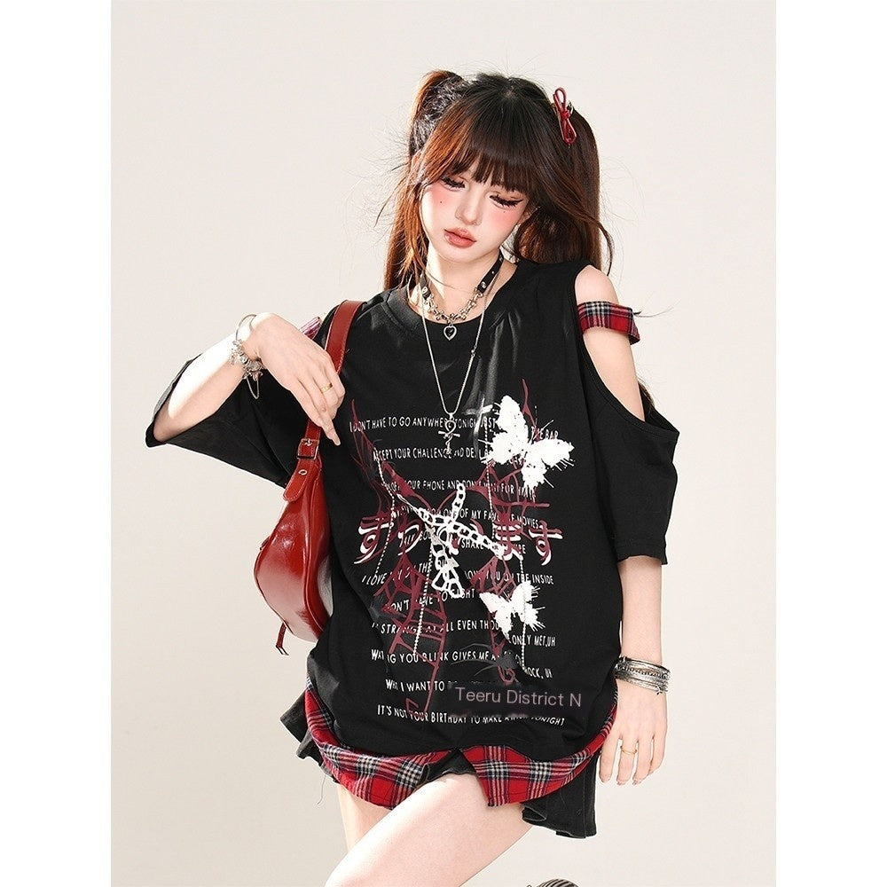 kelly_kitty_White_Rebel_Hunter_Print_American_Style_Short_Sleeve_Women&