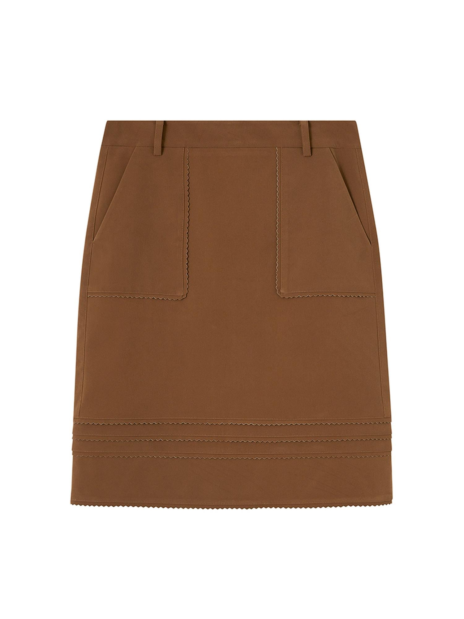 DIDDI MODA 3D Wave Hem Suede Skirt With Pockets