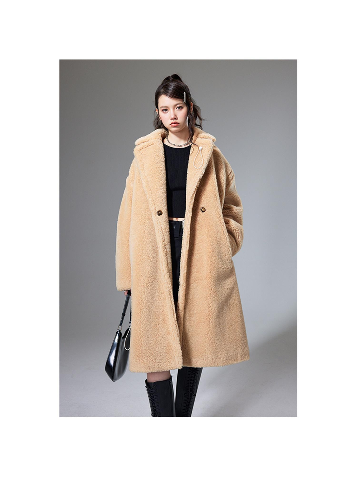 DIDDI MODA Teddy Bear Floral Patch Overcoat