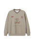 DIDDI MODA Retro Sporty V Neck Colorblock Sweatshirt