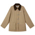 DIDDI MODA Foldable Cuff Metal Button Trench Coat With Corduroy Panels