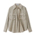 DIDDI MODA Oversized Checkered Off Shoulder Shirt With Layered Pockets
