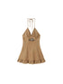 SweetChilling Summer Farmhouse Embroidered Halter Neck Dress