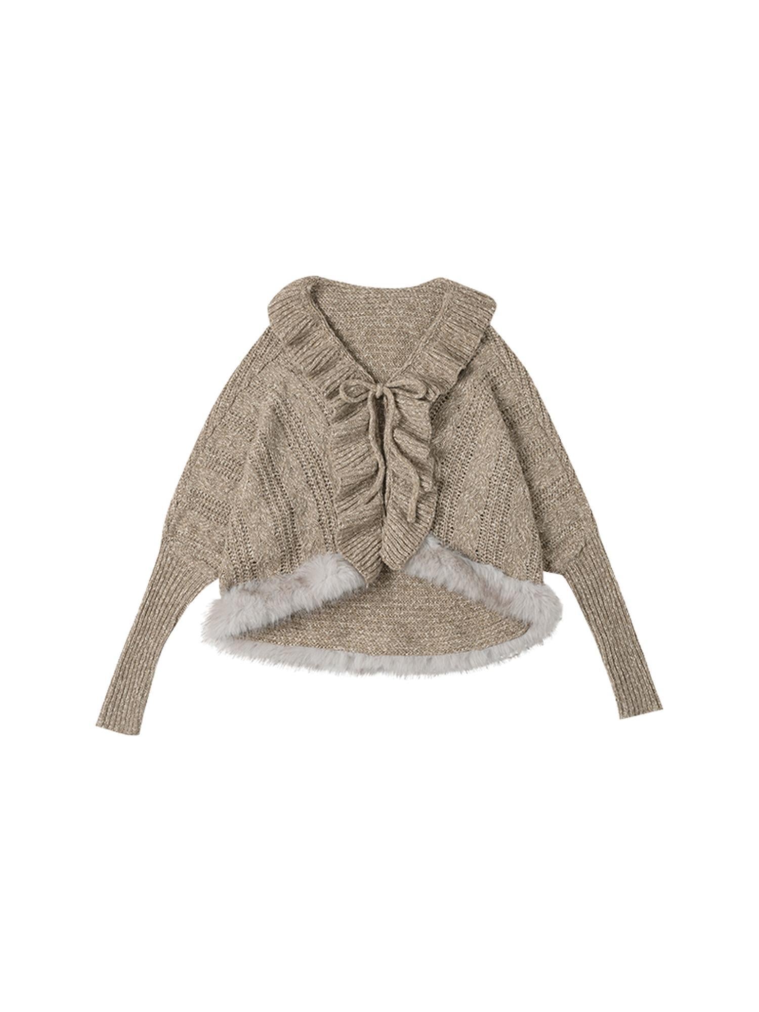 MOMSYCAN FOX LINE Lazy Batwing Sleeve Dual Wear Wool Blend Cardigan