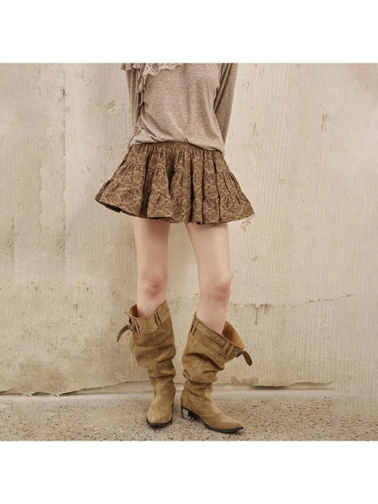 Bohemian Floral A Line Mini Puff Skirt