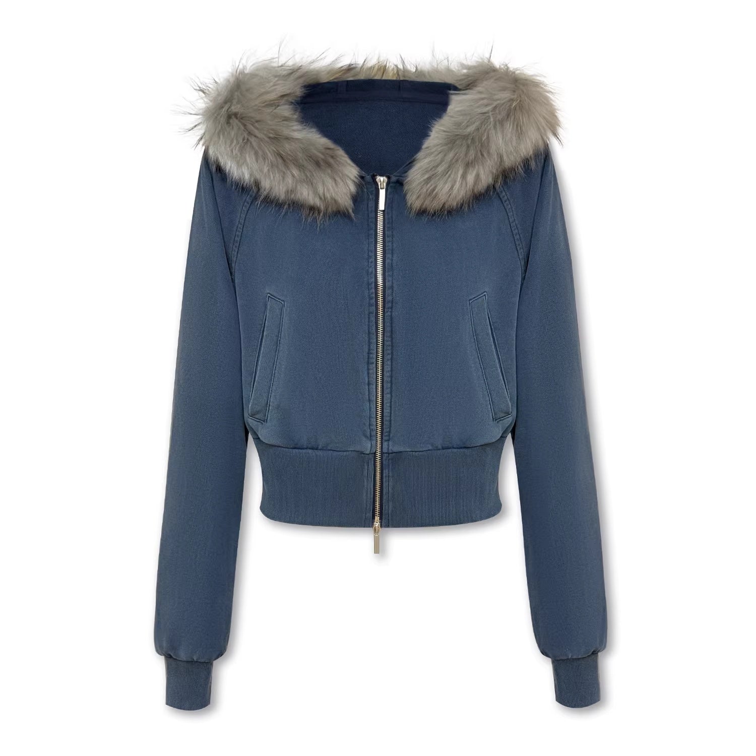 kvkv_100_Percent_Cotton_Oversized_Zip_Hooded_Short_Women_Sporty_Navy_Hoodies_MISSTT