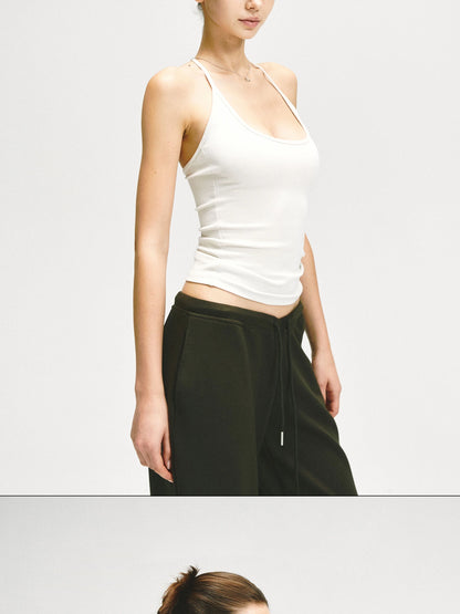 kvkv Adjustable Y Back Yoga Cami Top In Oatmeal
