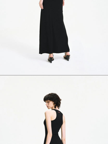 kvkv Adjustable Zipper Ribbed Slim Fit Long Sports Dress