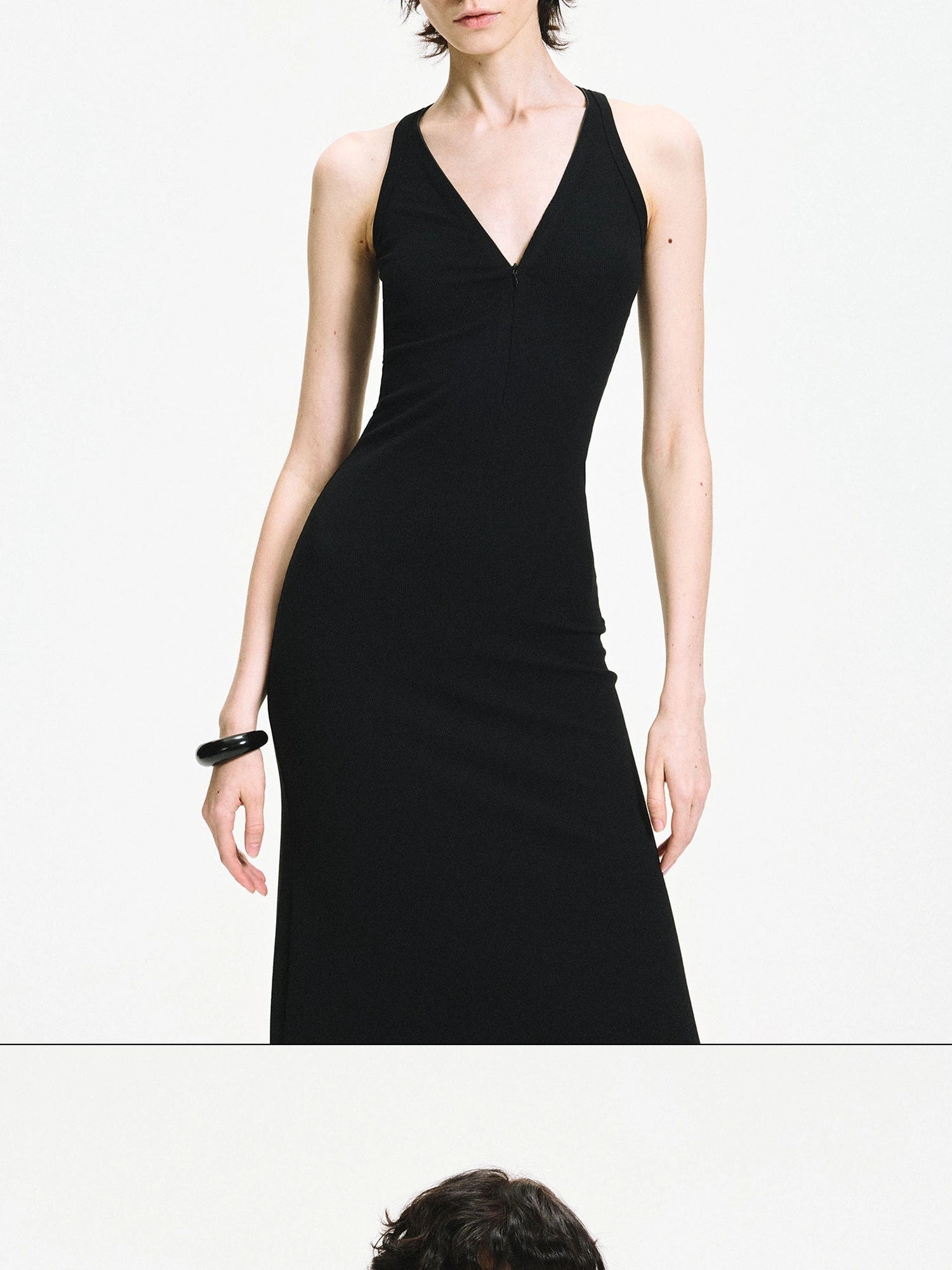kvkv Adjustable Zipper Ribbed Slim Fit Long Sports Dress