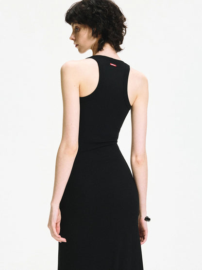 kvkv Adjustable Zipper Ribbed Slim Fit Long Sports Dress