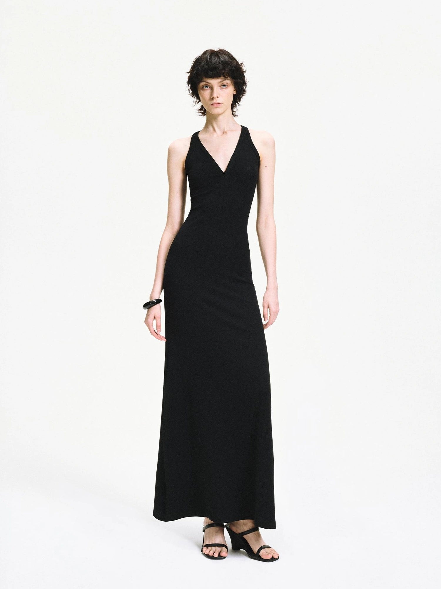 kvkv Adjustable Zipper Ribbed Slim Fit Long Sports Dress