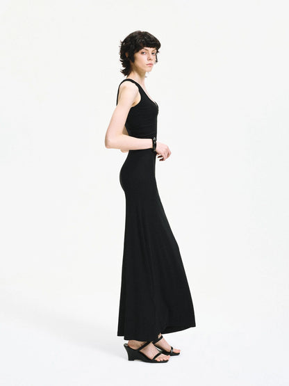 kvkv Adjustable Zipper Ribbed Slim Fit Long Sports Dress