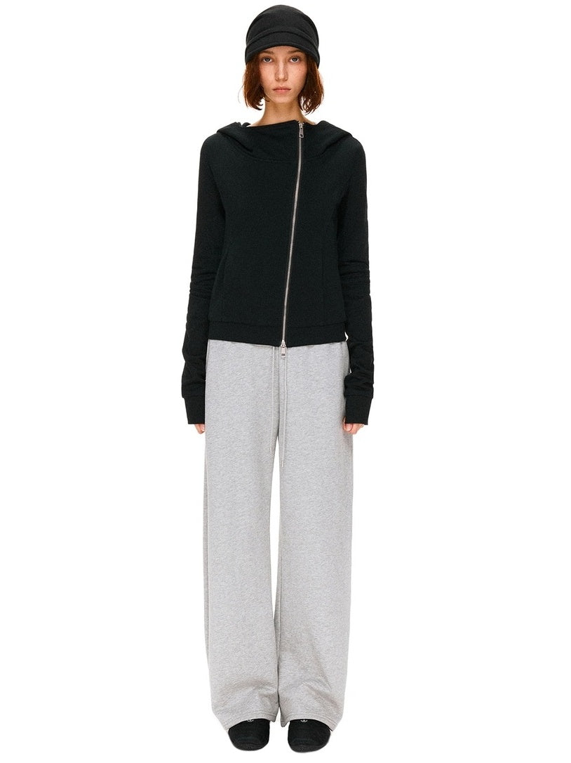 kvkv Asymmetric 100 Percent Cotton Wide Leg Loose Natural Waist Gray Versatile Pants