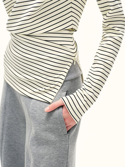 kvkv Asymmetric Black And White Striped T-shirt