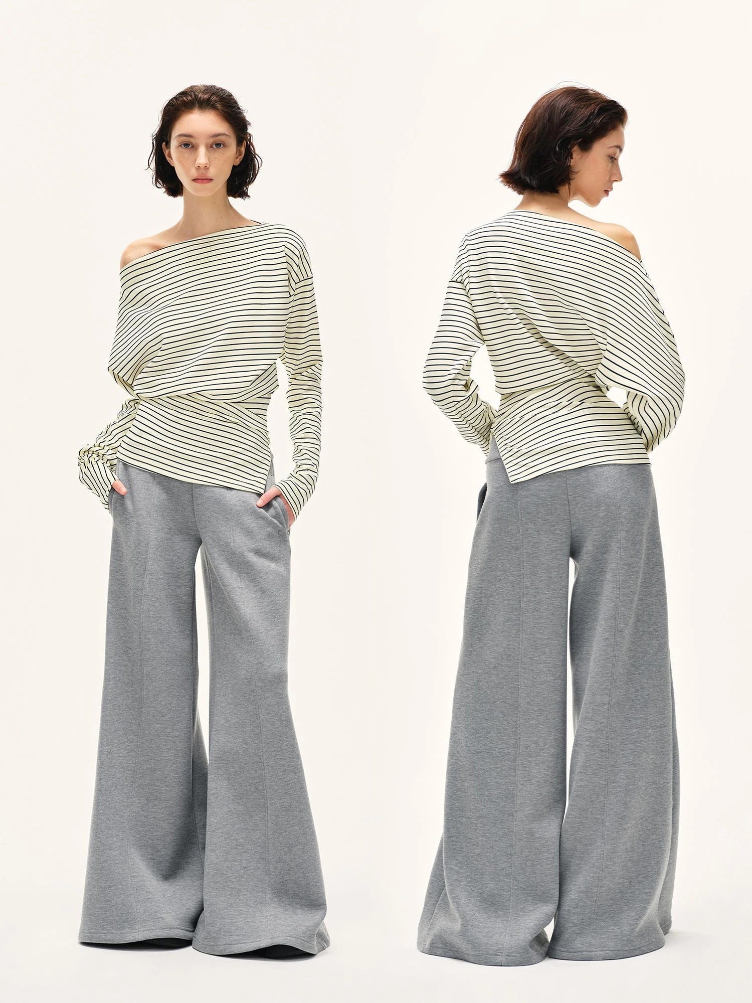 kvkv Asymmetric Black And White Striped T-shirt