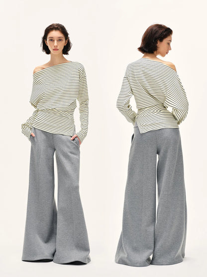 kvkv Asymmetric Black And White Striped T-shirt