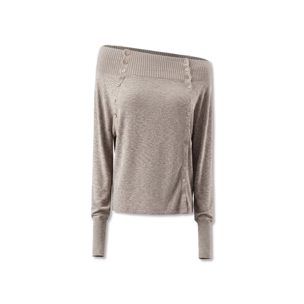 kvkv_Asymmetric_Button_Slouchy_Off_Shoulder_Women&