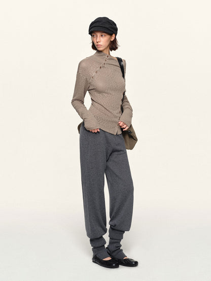 kvkv Asymmetric Button Slouchy Off Shoulder Women&