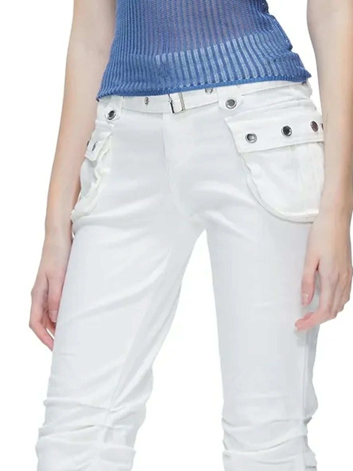 kvkv Asymmetric Collarbone Hollow Knit Camisole
