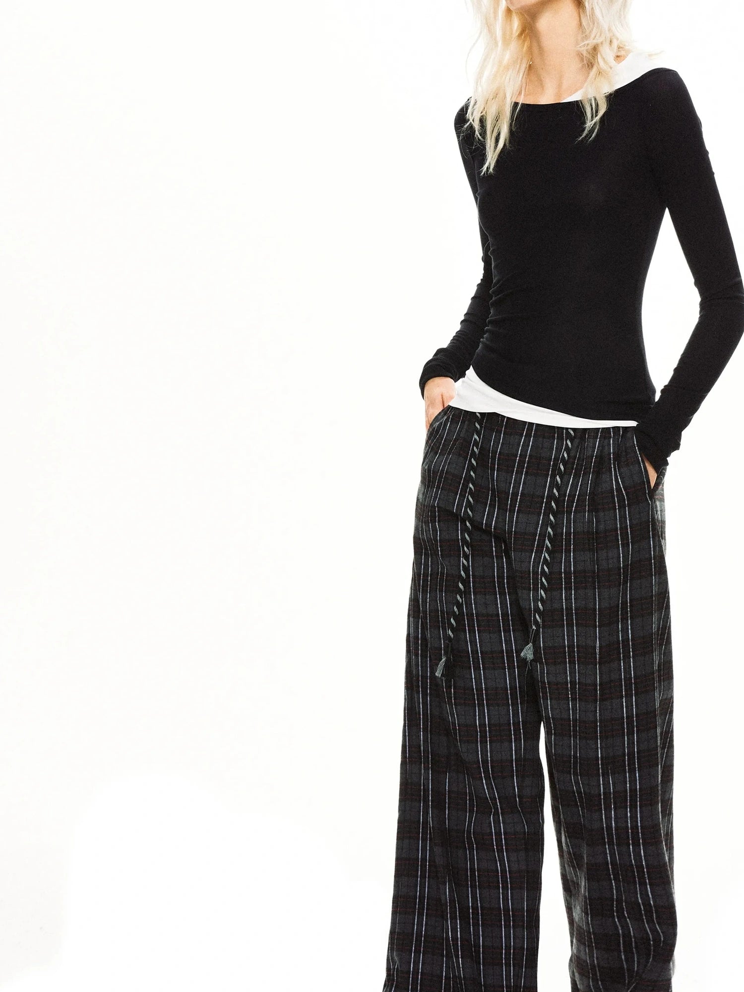 kvkv Asymmetric Mock Neck Modal Slim Fit Top