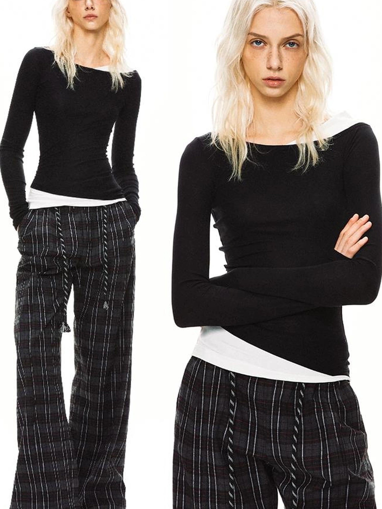 kvkv Asymmetric Mock Neck Modal Slim Fit Top