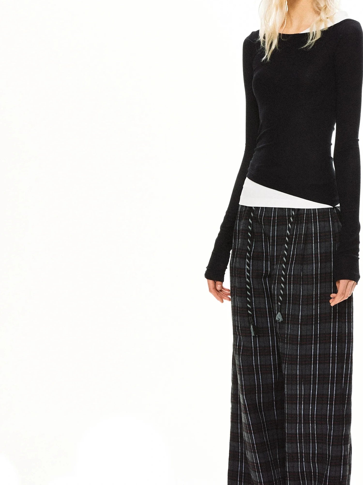 kvkv Asymmetric Mock Neck Modal Slim Fit Top