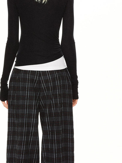 kvkv Asymmetric Mock Neck Modal Slim Fit Top