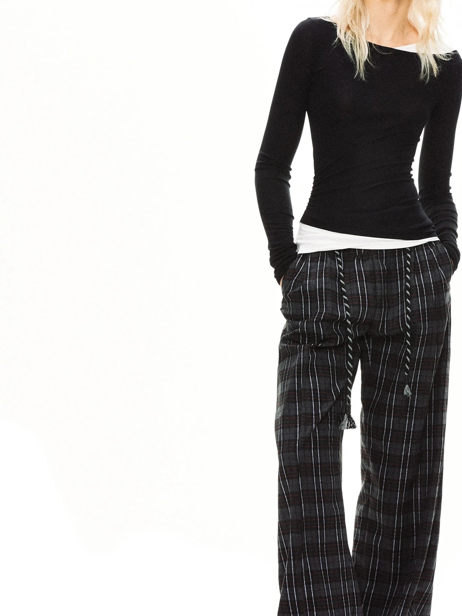 kvkv Asymmetric Mock Neck Modal Slim Fit Top