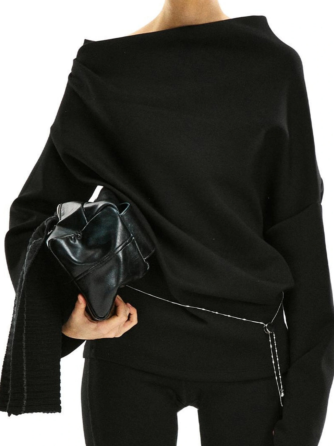 kvkv Asymmetric Off Shoulder Space Cotton Sweatshirt