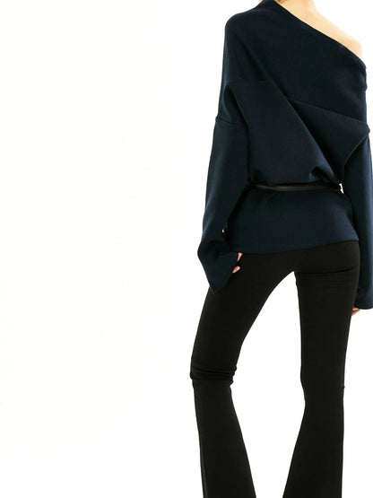 kvkv Asymmetric Off Shoulder Space Cotton Sweatshirt
