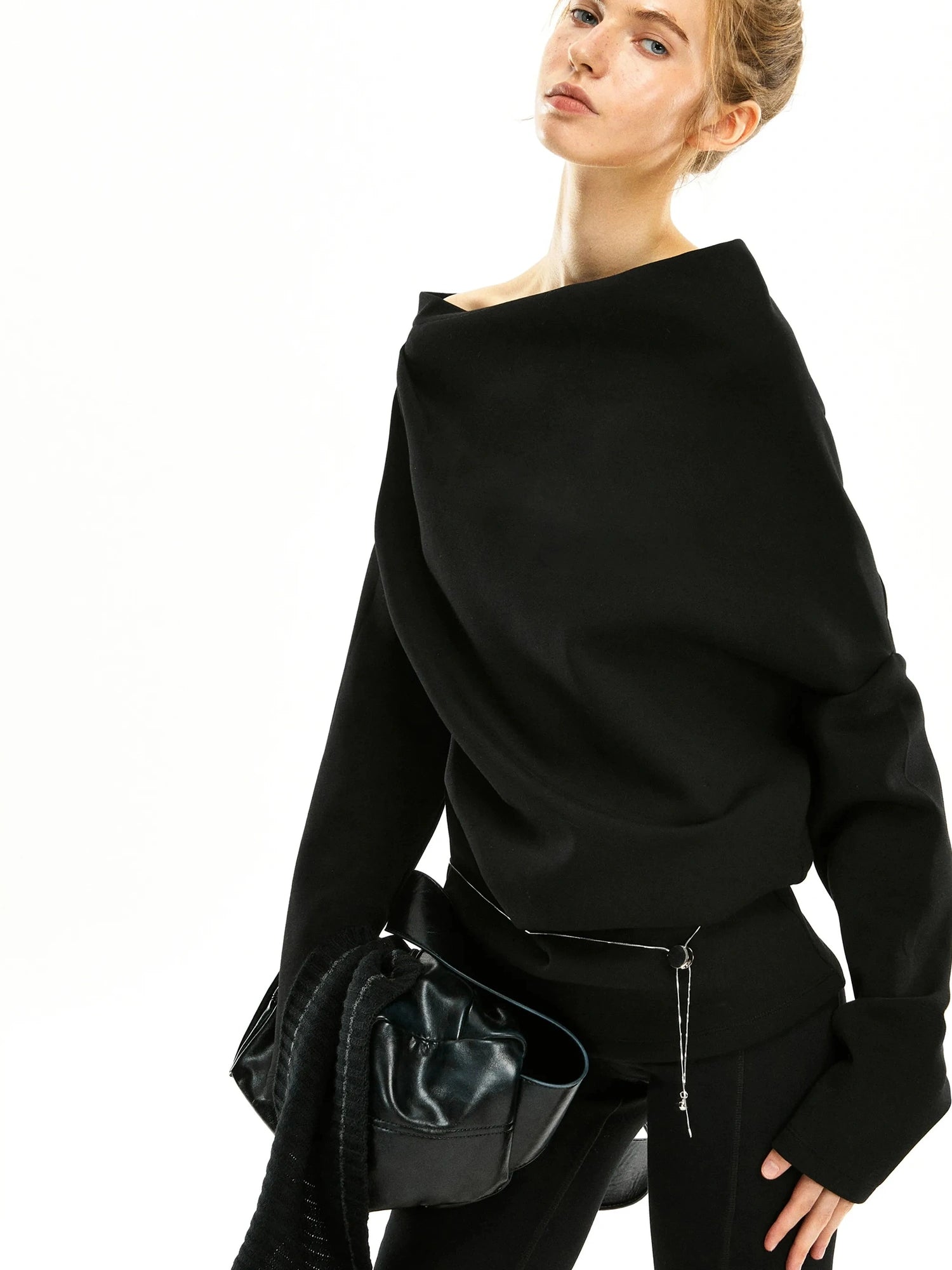 kvkv Asymmetric Off Shoulder Space Cotton Sweatshirt