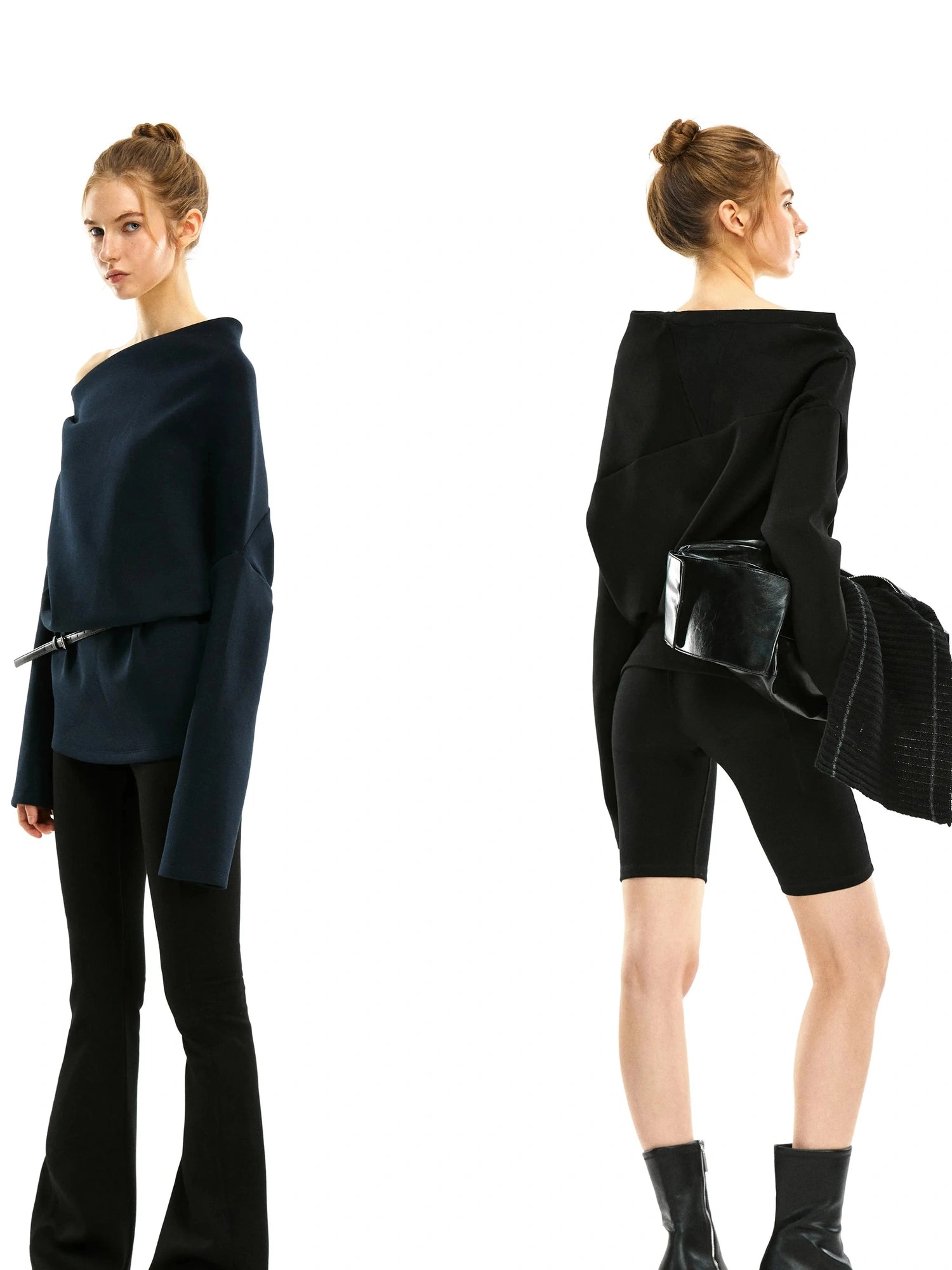 kvkv Asymmetric Off Shoulder Space Cotton Sweatshirt
