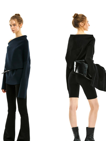 kvkv Asymmetric Off Shoulder Space Cotton Sweatshirt