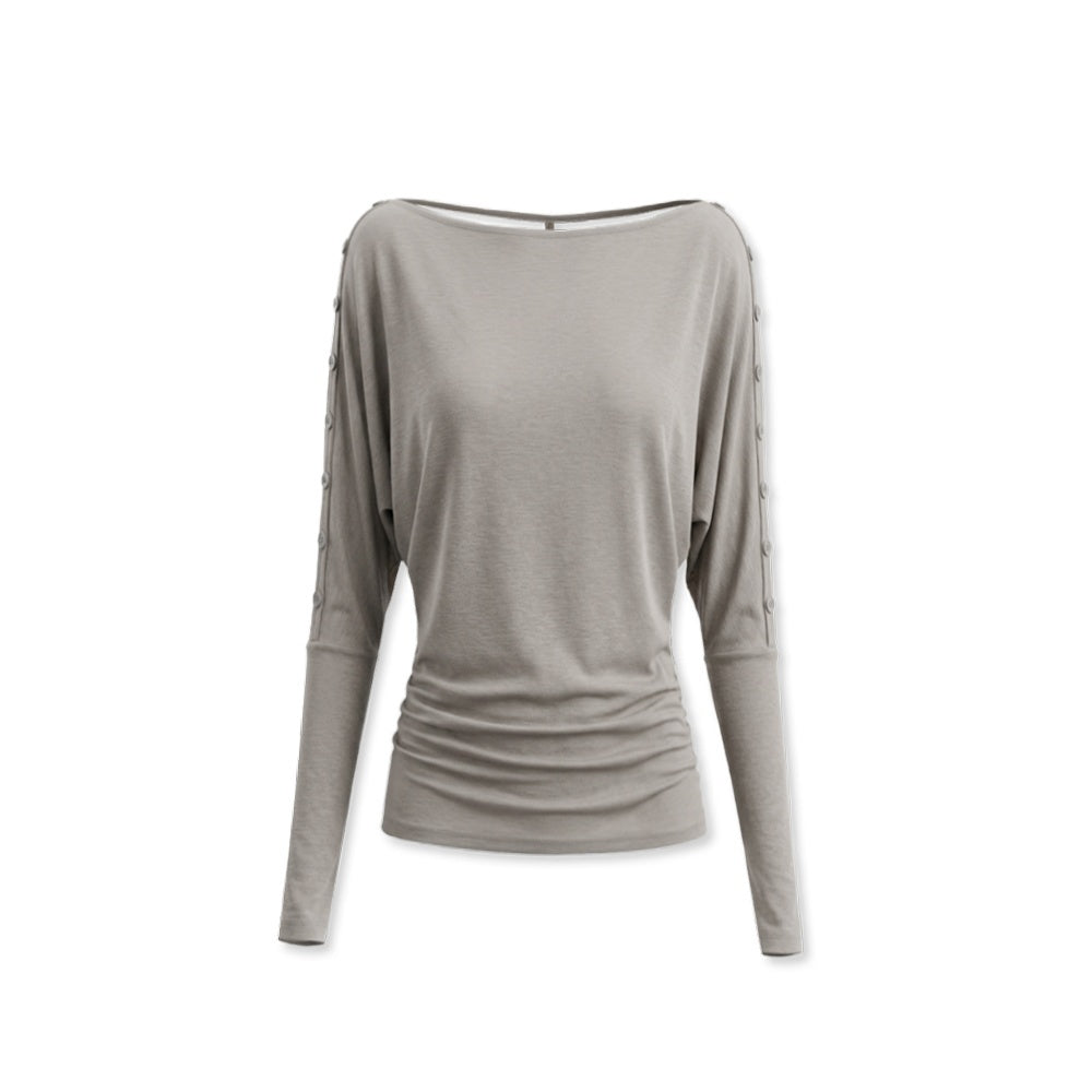 kvkv_Asymmetric_One_Shoulder_Open_Back_Button_Detail_Loose_Women&